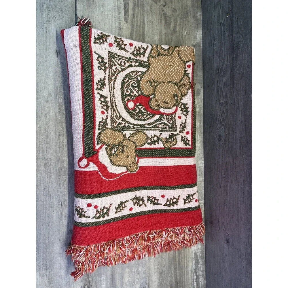 Noel Christmas Bear Tapestry Throw Blanket Afghan Beacon Tapestry 42x32